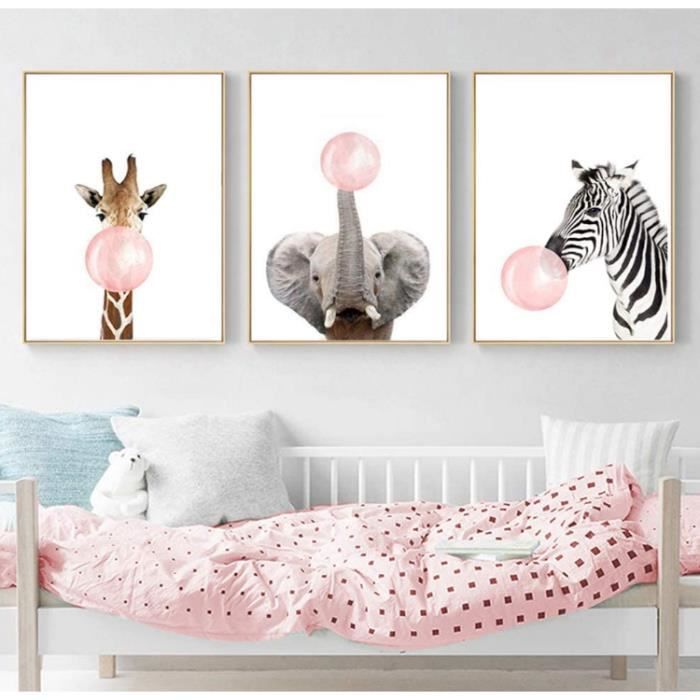 Enfant Animaux Girafe Zebre Elephant Posters Decoration Chambre Bebe Tableau Decorations Murales Impression 30x40 Sans Cadre Cdiscount Maison