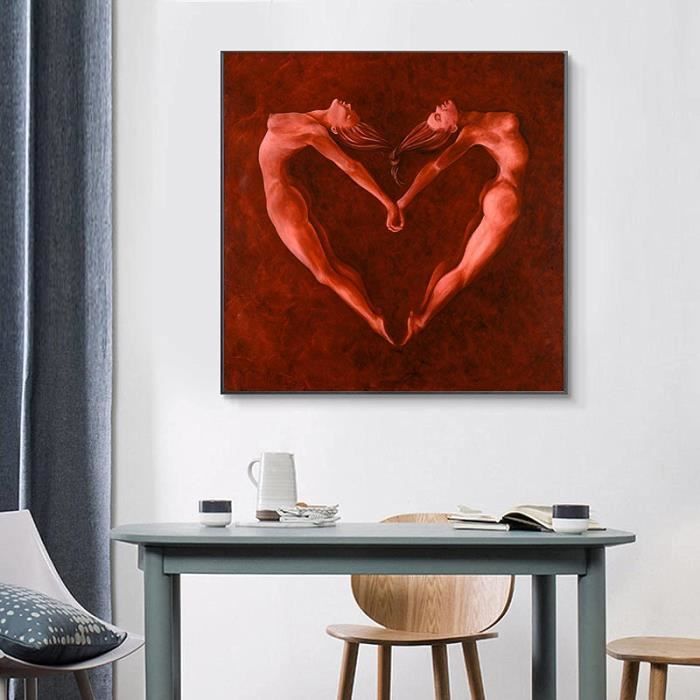 Abstrait Femme Amour Coeur Toile Peinture Corps Affiche Et Impressions Mur Art Photos Salon Hotel Avec Cadre 40x60cm 4533 Cdiscount Maison