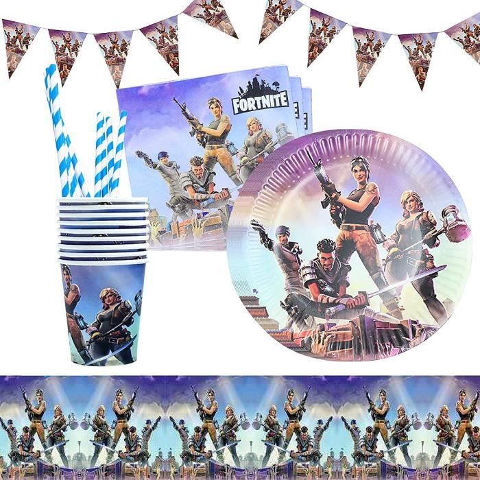 Fortnite Party Decorations Fournitures Theme Fortnite Fete Decoration D Anniversaire Set De Vaisselle De Fete Nappe Fanion Pa 1187 Cdiscount Maison