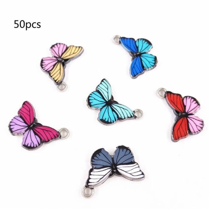 Pendentifs Pour Fabrication De Bijoux 22 Breloques Papillon Alliage Émail - Pendentifs Pour Bijoux DIY Bracelet Collier Boucles D'Oreilles Breloques Collier Bracelet