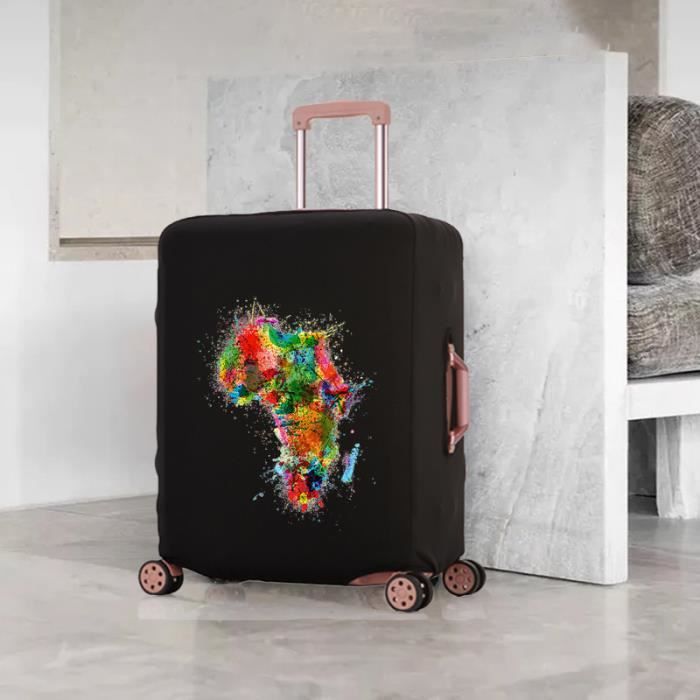 Housse De Valise Élastique Protège Bagage - Carte Du Monde, Taille XL 18-32 Pouces - Protection Contre Rayures Et Saleté - 4