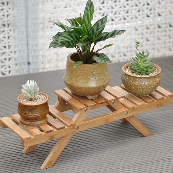Support de plante en bois pliable à 2 couches plante en pot étagère à  fleurs support de rangement balcon extérieur jardin - Cdiscount Jardin