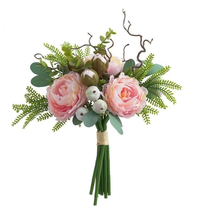 8 Chefs/Bouquet de Noël Simulation Mariage Real Touch Artificielle Pivoine Fleur Saint Valentin Cadeau Fausse Fleur Regard