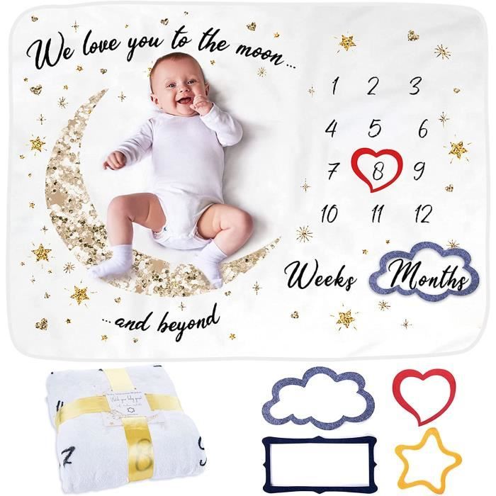 Couverture Etape Mensuelle Pour Bebe Couverture Bebe Unisexe Couverture Personnalisee Babyshower Theme Etoiles Lune Douce E Cdiscount Puericulture Eveil Bebe