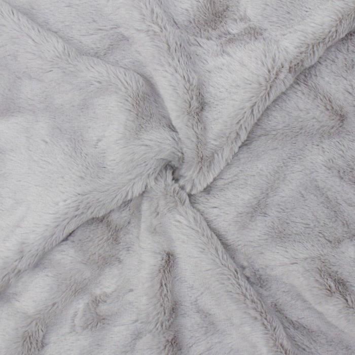 Tissu Fausse Fourrure Luxe Gris Et Blanc - Longueur Poils 12 Cm - 50 X 170 Cm Pour Cosplay, Décoration Et Couture