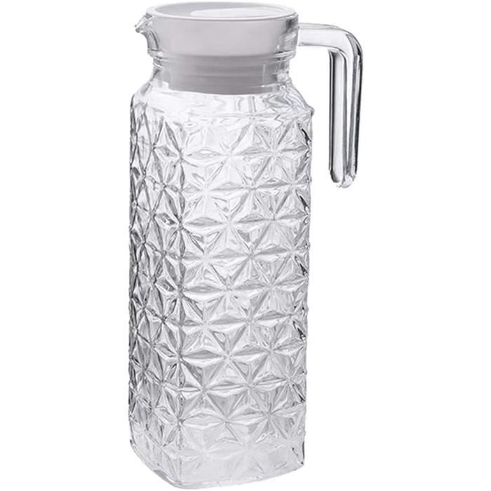 Carafe en Verre 1,5L avec Couvercle et Anse, Transparente et Résistante pour Vin, Café et Jus Carafe en Verre 1,5L avec Couvercle et Anse, Transparente et Résistante pour Vin, Café et Jus