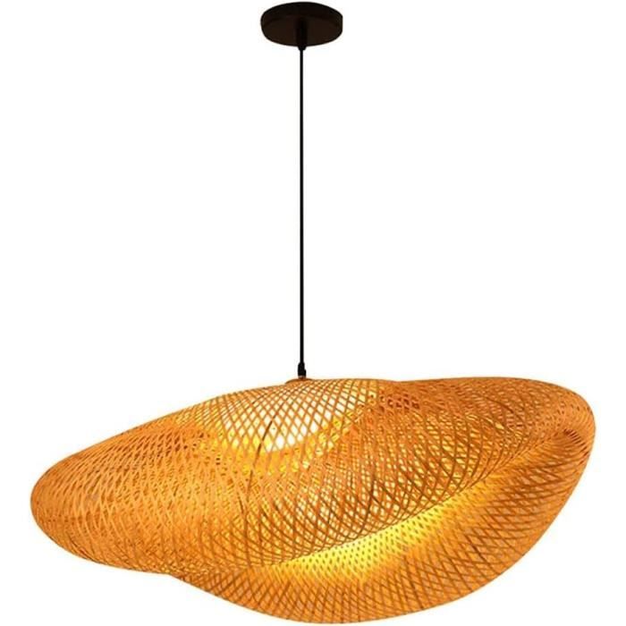 Lustre Suspendu En Rotin Et Bambou - Style Bohème Naturel, Douille E27, Réglable