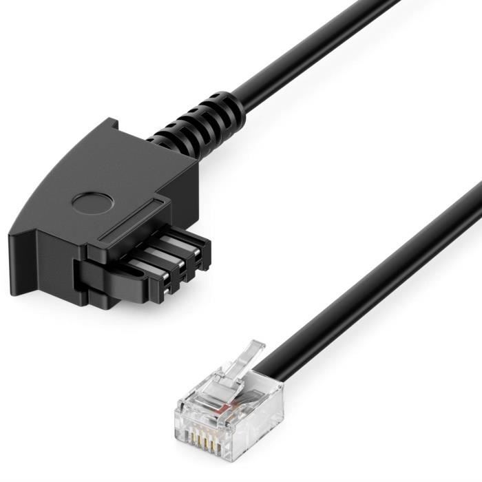 Câble Téléphonique Goobay RJ11 Mâle 6P4C - Noir 3m - Raccordement Modulaire