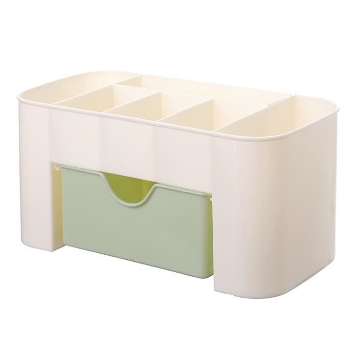BELLE VOUS Boite Rangement Plastique Bureau Effet Bois avec 2 Tiroirs