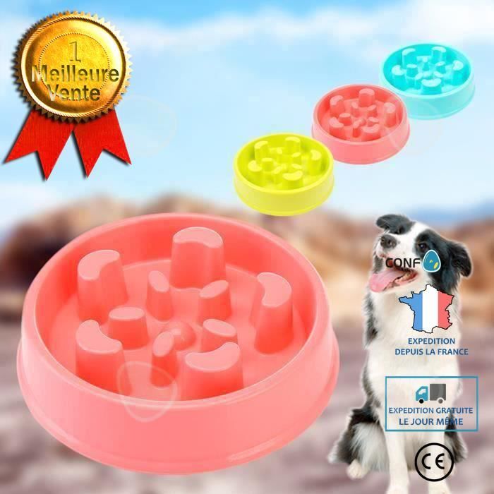 Comparer les prix de CONFO Gamelle anti glouton Chien Chat, Gamelle pour chien chat, Distributeur nourriture croquettes chiens, prévention d'obèse -