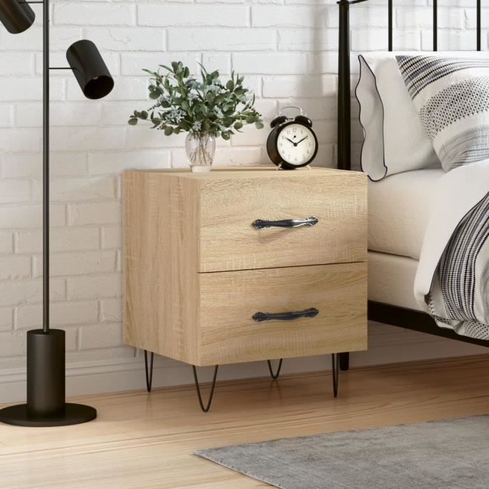 SIB Table de chevet chêne sonoma 40x35x47,5 cm bois d’ingénierie ...