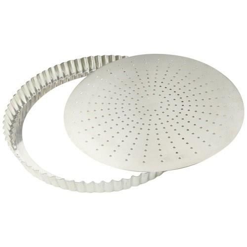 Gobel Tourtière cannelée perforée - Fer blanc - Ø32cm - Fond mobile - Hauteur 28mm