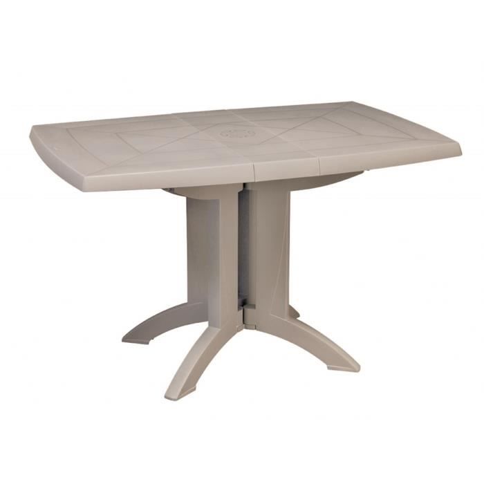 Table de Jardin pliante en résine VEGA - GROSFILLEX - 118 x 77 cm Lin Gris