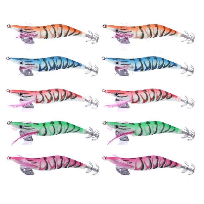 10 Turluttes De Pêche 15g 11.5cm Fluorescentes - Leurre Pour Calamar