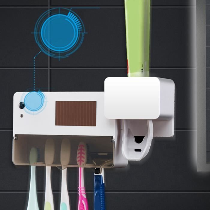 Stérilisateur Brosse à Dents UV Mural Sanitizer – Séchage Turbo + Horloge – Sans Perçure