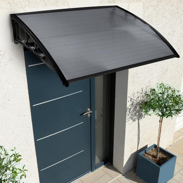 Auvent de porte polycarbonate noir 80x120 cm