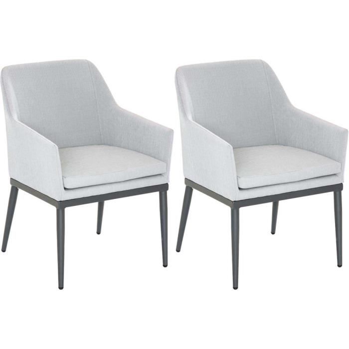fauteuil de jardin en aluminium et textilène (lot de 2) anthracite et gris perle