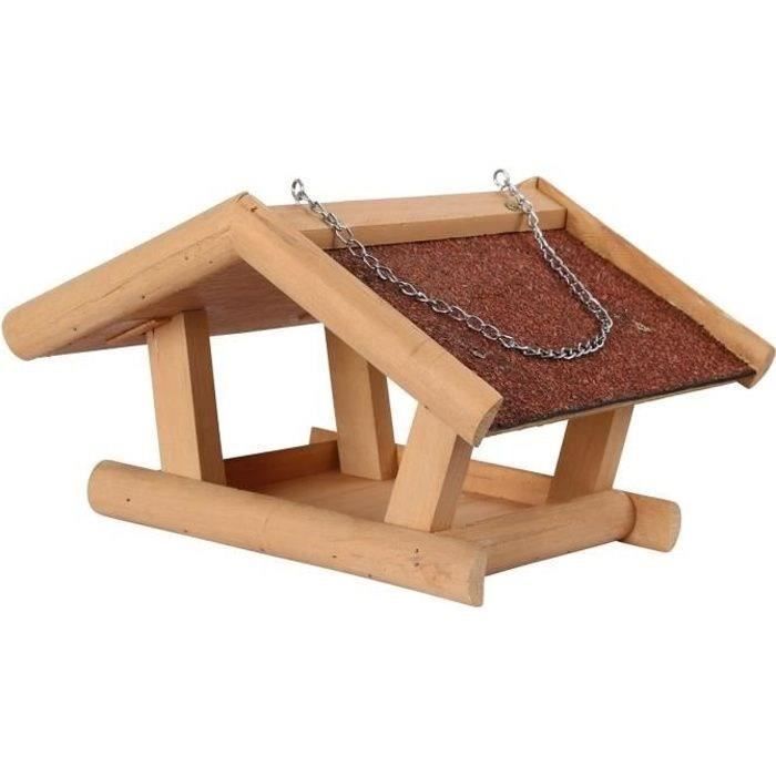 Mangeoire Oiseaux XL KOTARBAU Bois Brûlé + 0,5kg Nourriture - Robuste Et Écologique Pour Jardin