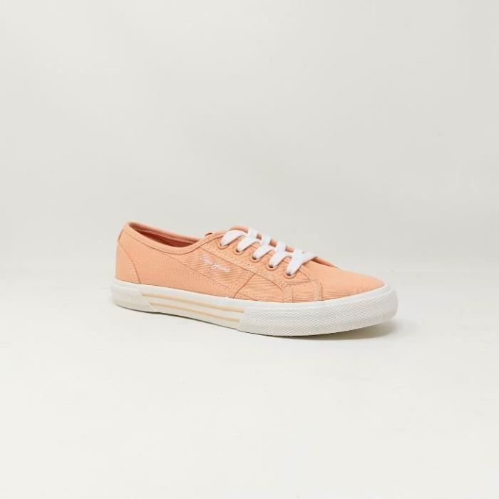 Pepe Jeans Basket femme - PEPE JEANS - Brady - Toile - Orange - Lacets