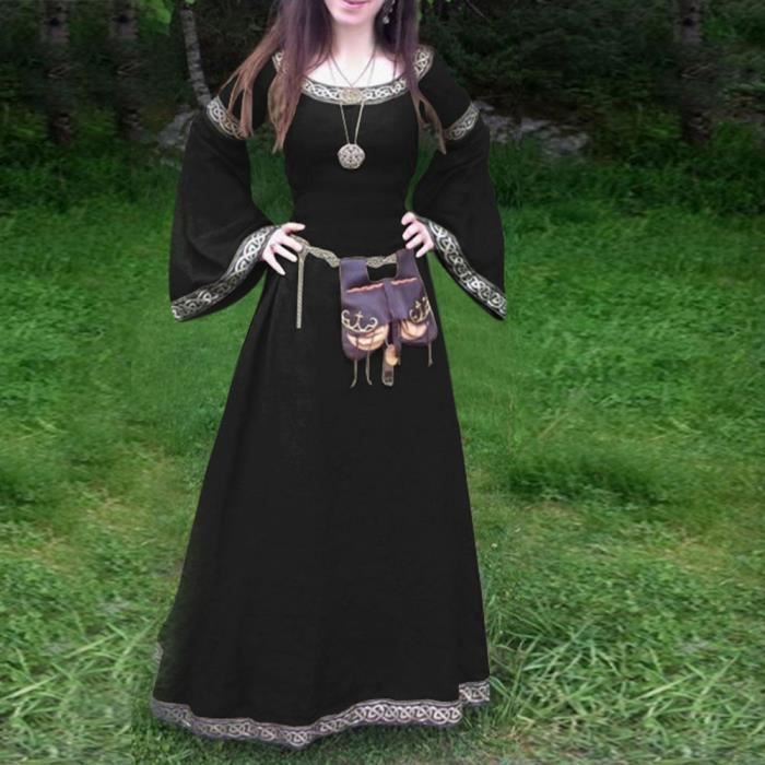 Robe Renaissance Femme Manches Longues - Pour Cosplay, Fêtes Médiévales Et Bal - Style Reine