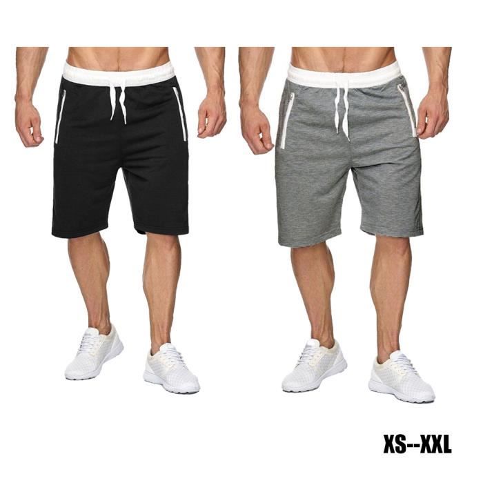 Lot de Shorts Homme Jogging Coton avec Poches Zippées et Cordon de Serrage  Gris - Cdiscount Prêt-à-Porter