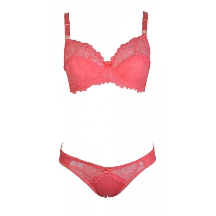 Confort  ensemble soutien-gorge culotte coloris rose parme skys lingerie 85C S 
