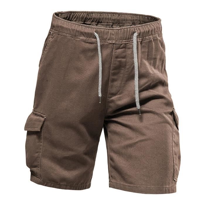 Short cargo homme à multiples poches, grande taille, style décontracté
