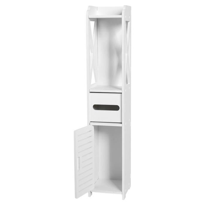 armoire de meubles salle de bain wc armoire étagère serviettes rangement - mxzzand - blanc - panneau en plastique-bois-80x15.5x15cm