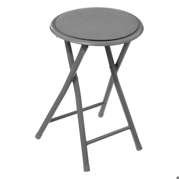 Tabouret pliant velours gris - 5five Tabouret pliant velours gris - 5five