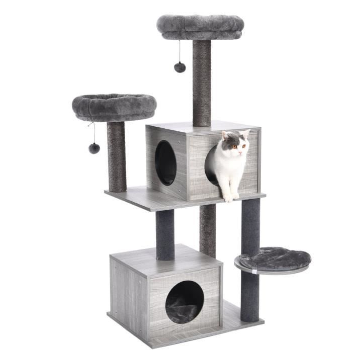 Arbre A Chat En Bois Moderne Griffoir Grattoir Luxe 141cm Cdiscount Animalerie