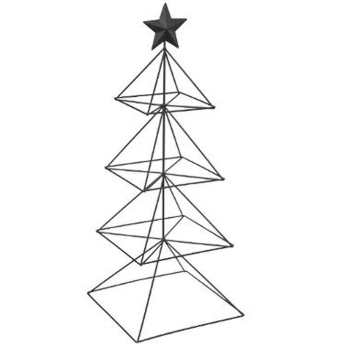 Sapin De Noël Métal Noir Design 77 Cm - 20 Crochets Pour Boules - Arbre Déco Minimaliste Élégant Pour Intérieur Moderne