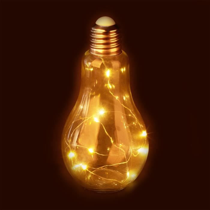 Lampe de table LED en forme de Glühbirne - RELAXDAYS - Batterie - Verre transparent