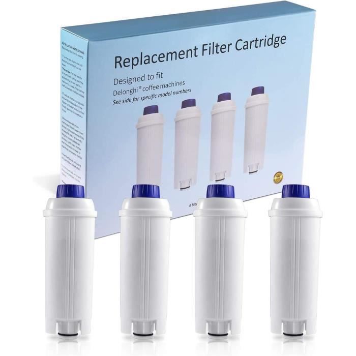 Filtre à Eau Machine Café Delonghi DLSC002 - Lot De 4 - Charbon Actif - Compatible ECAM, ESAM, ETAM