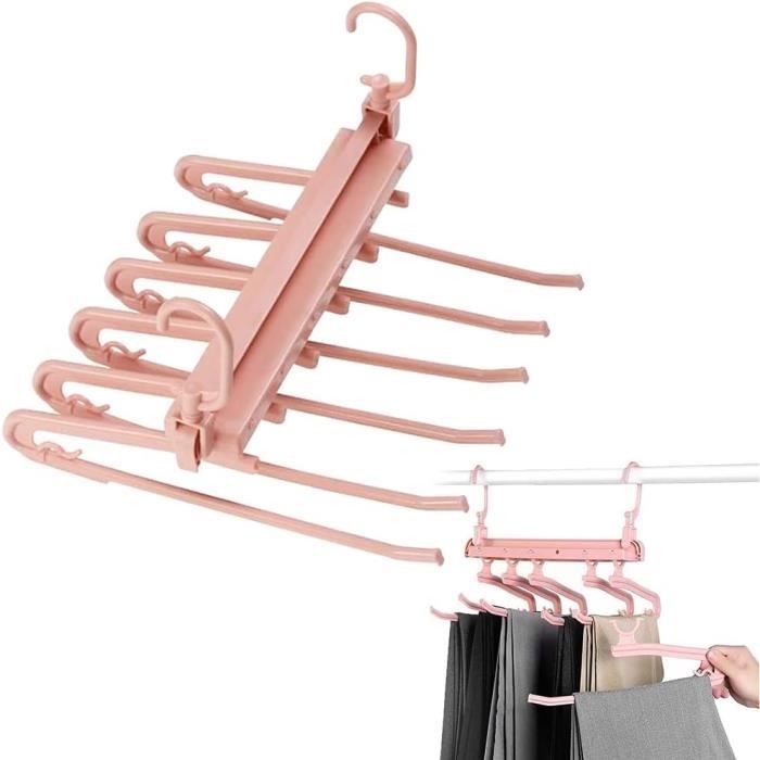 Lot De 5 Cintres En Plastique Porte-Pantalons Avec 2 Pinces Antidérapantes - Crochet Pivotant 360°