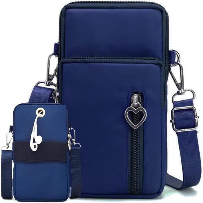 Mini Sacoche Bandoulière Téléphone Pour Femme - Tissé, Pour écran Jusqu'à 6.5" - 20x13x3 Cm - Bandoulière 99 Cm