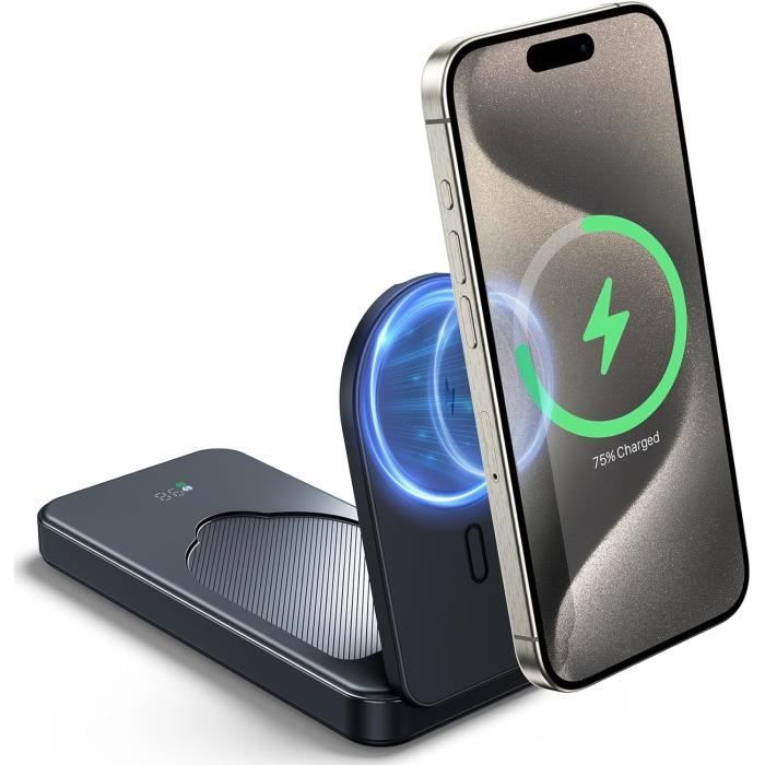 Power Bank Mediawave Store, Chargeur Magnétique Sans Fil 5000mAh 5V Pour Smartphone, Portable Et Léger