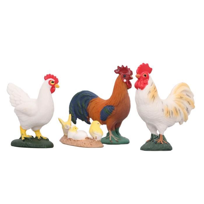 Statue Poule 1,6 Cm Lot De 50 Mini Figurines De Poulet En Résine 1,6 Cm - Décoration Jardin Terrarium Et Loisirs Créatifs - Blanche Et Jaune - Cadeau Original