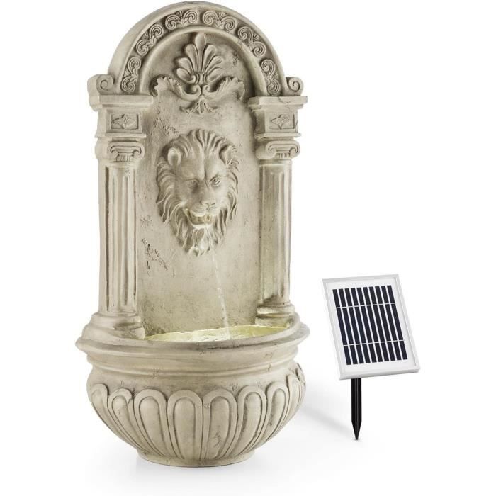 Fontaine Murale Solaire Blumfeldt Löwenstein - Tête De Lion, Pompe 2W, LED - Décoration Jardin