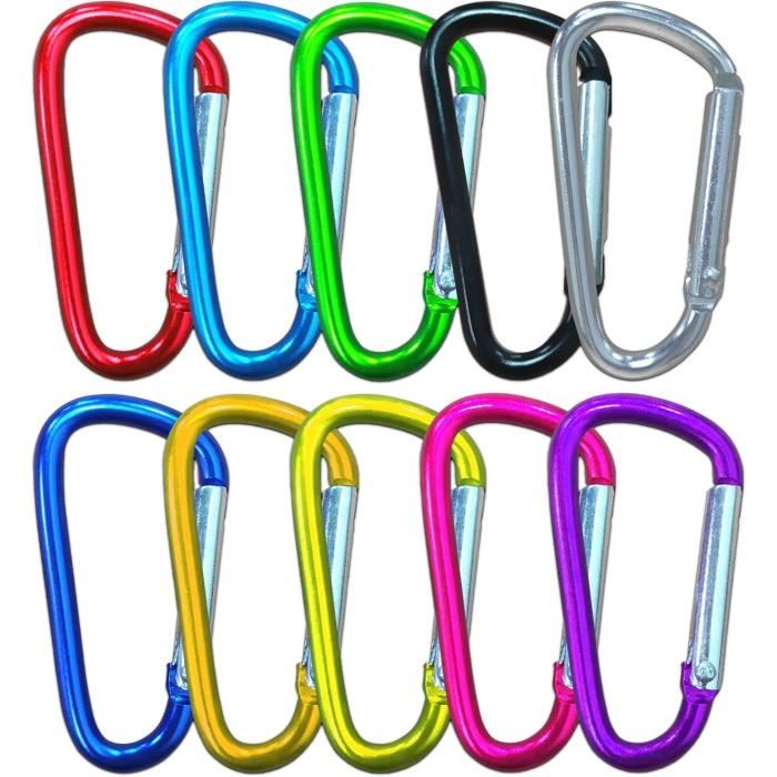 Lot De 18 Petits Mousquetons à Ressort Multicolores En Aluminium