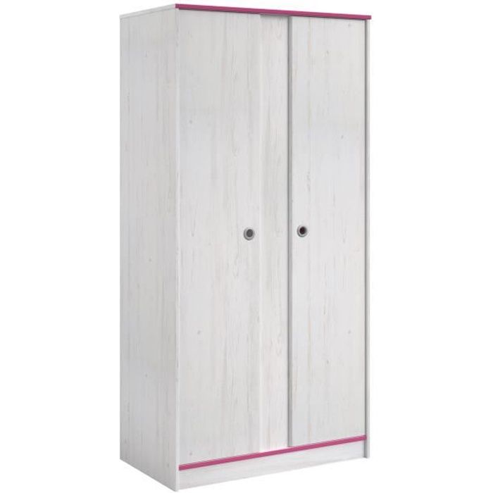 armoire enfant parisot switch - 2 portes - décor pin memphis - chants réversibles bleu/rose