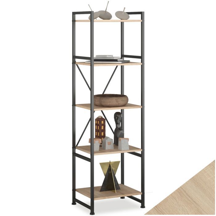 Étagère - TECTAKE - Étagère MANCHESTER avec 5 étages en bois MDF au style industriel 47 5 x 34 5 x 151 5 cm - Bois clair Étagère - TECTAKE - Étagère MANCHESTER avec 5 étages en bois MDF au style industriel 47 5 x 34 5 x 151 5 cm - Bois clair