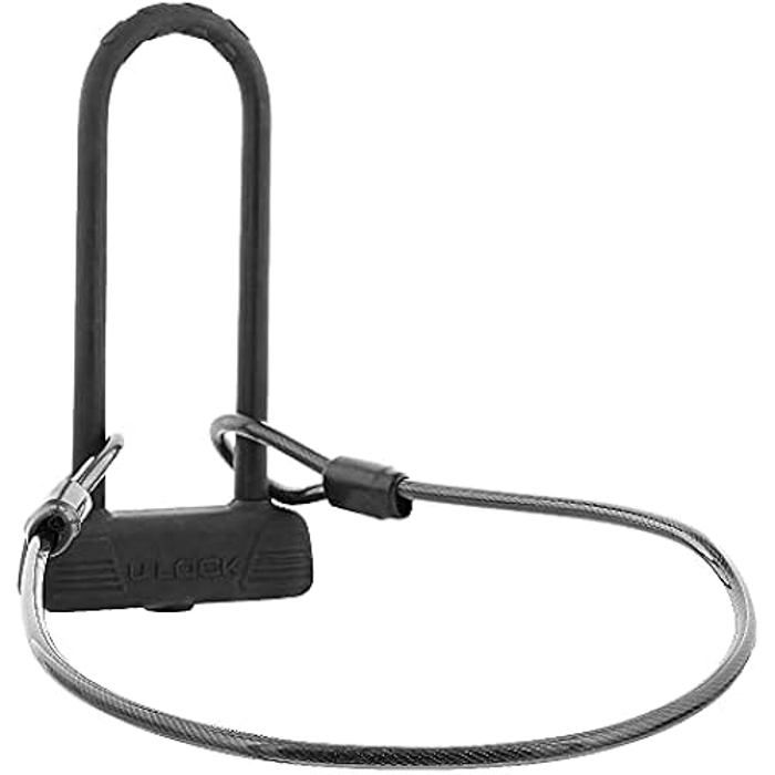 Antivol en U - TnB - Modèle avec câble - Acier robuste - Couleur gris - Pour vélo et trottinette