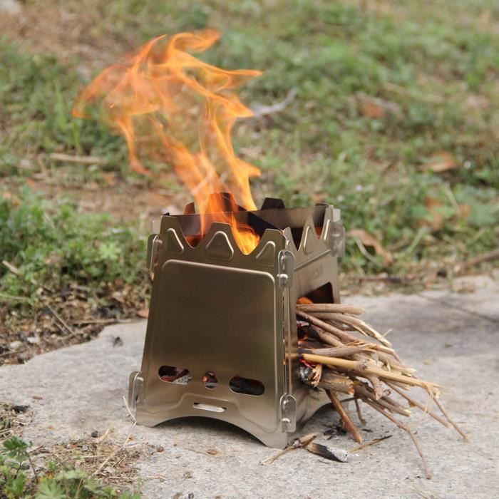 Poêle à Bois Pliable Lixada En Titane - Pour Camping, Survie, Randonnée - Léger Et Compact