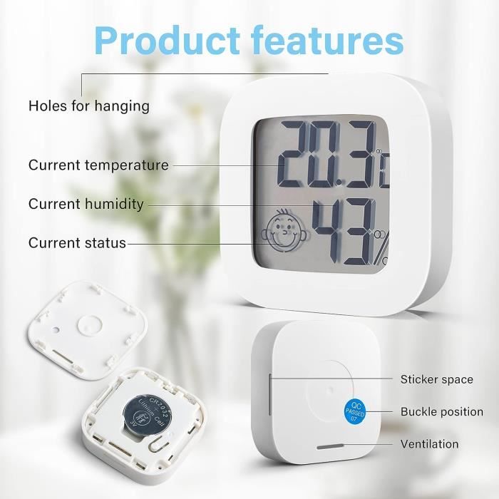 Lot De 4 Mini Thermomètres Hygromètres Digitaux Magnétiques - Précision Pour Maison Et Cave