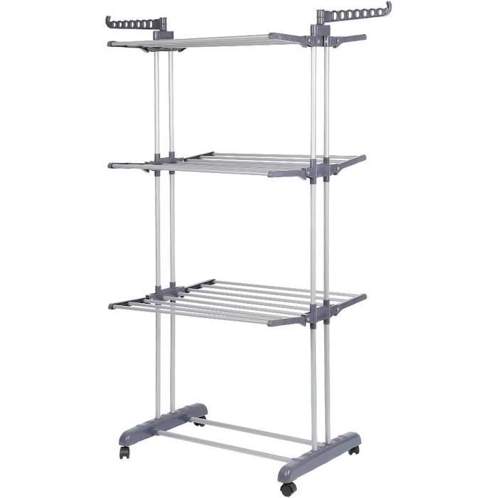 Séchoir À Linge Vertical Pliable Et Extensible 3 Niveaux Giga Capacité