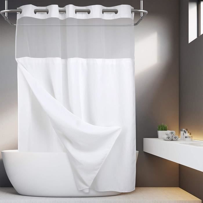 ALYVIA SPRING Rideau de Douche à Tissage gaufré avec Doublure en Tissu à Clipser et Crochets ALYVIA SPRING Rideau de Douche à Tissage gaufré avec Doublure en Tissu à Clipser et Crochets