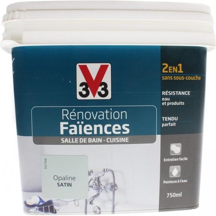 Peinture Opaline Satin Rénovation Faïence V33 750mL Bleu 0,000000