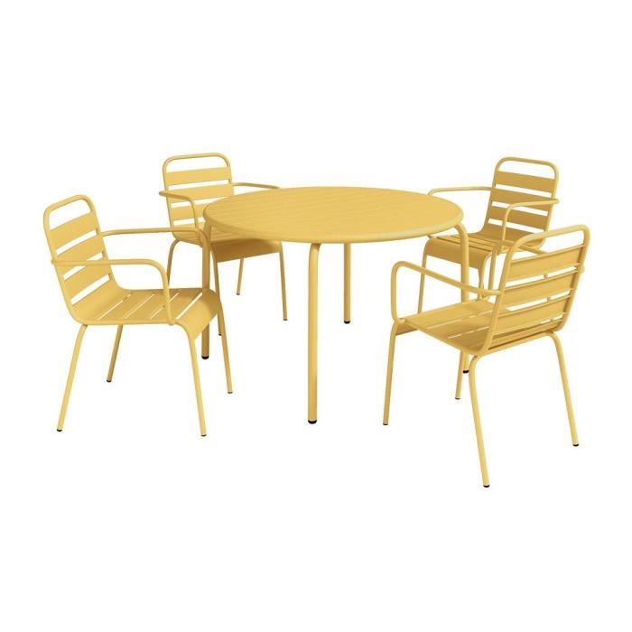 ensemble table et chaise de jardin en métal - jaune moutarde - mirmande de mylia