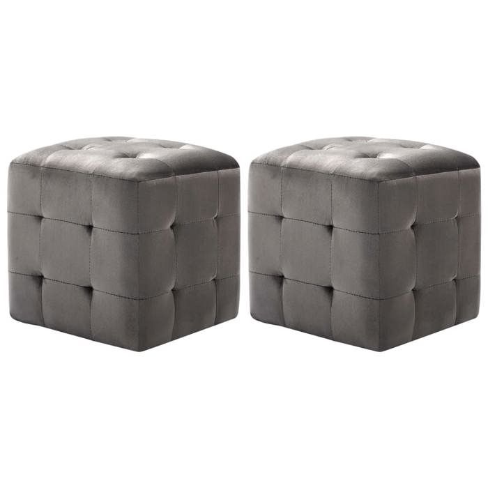vidaXL 2 pcs Tables de chevet Gris 30x30x30 cm Tissu velours 249017