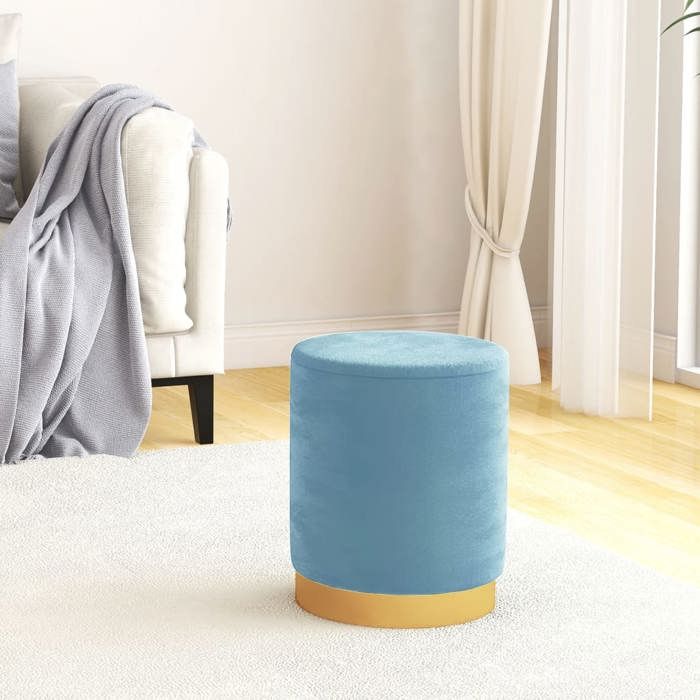 vidaXL Tabouret de rangement rond Bleu clair Velours 31 x 37 cm 340291